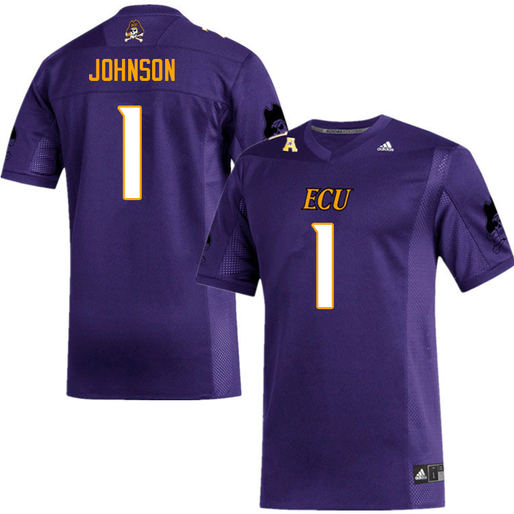 Men #1 Jaylen Johnson ECU Pirates College Football Jerseys Sale-Purple